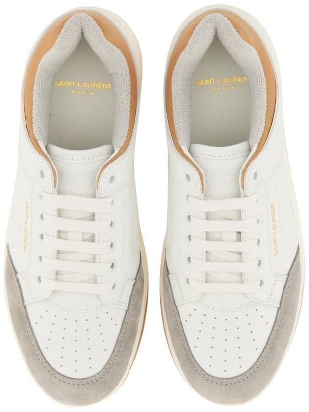 Sl61 Smooth Leather Suede Low Top Sneakers White - SAINT LAURENT - BALAAN 3