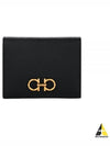 Gancini Compact Half Wallet Black - SALVATORE FERRAGAMO - BALAAN 2