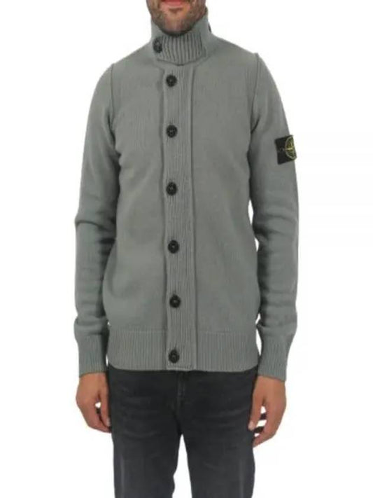 Lambswool Knit Cardigan Green - STONE ISLAND - BALAAN 2