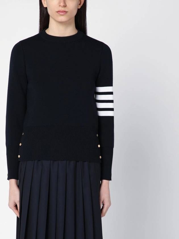 4-Bar Milano Stitch Crew Neck Knit Top Navy - THOM BROWNE - BALAAN 2