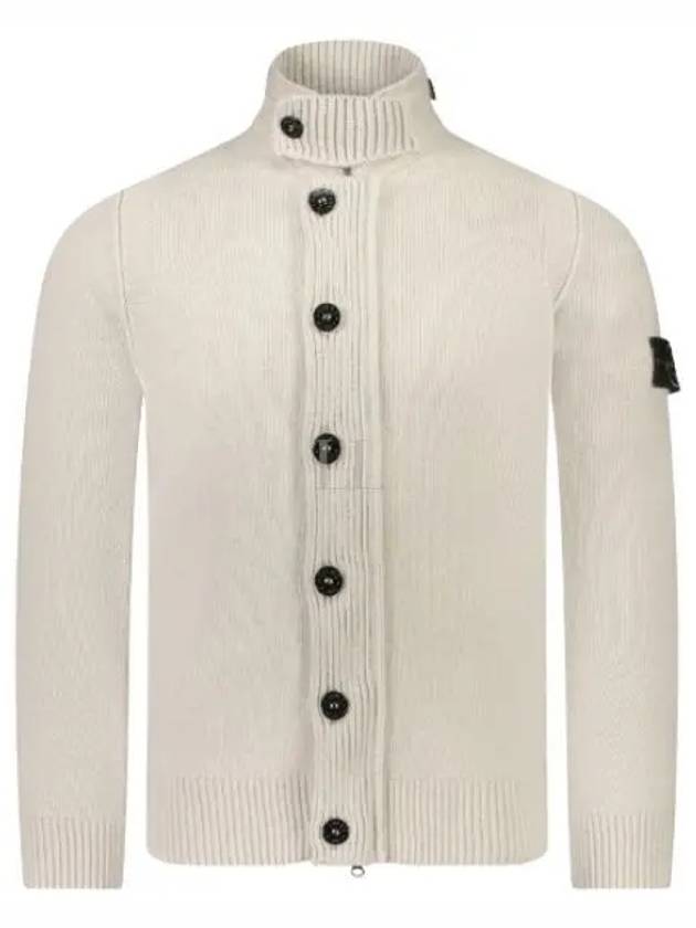 Wappen High Neck Button Up Wool Cardigan Plaster - STONE ISLAND - BALAAN 2