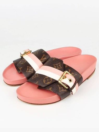 Monogram Velcro Gold Sandal Slippers 35 5 225 - LOUIS VUITTON - BALAAN 1