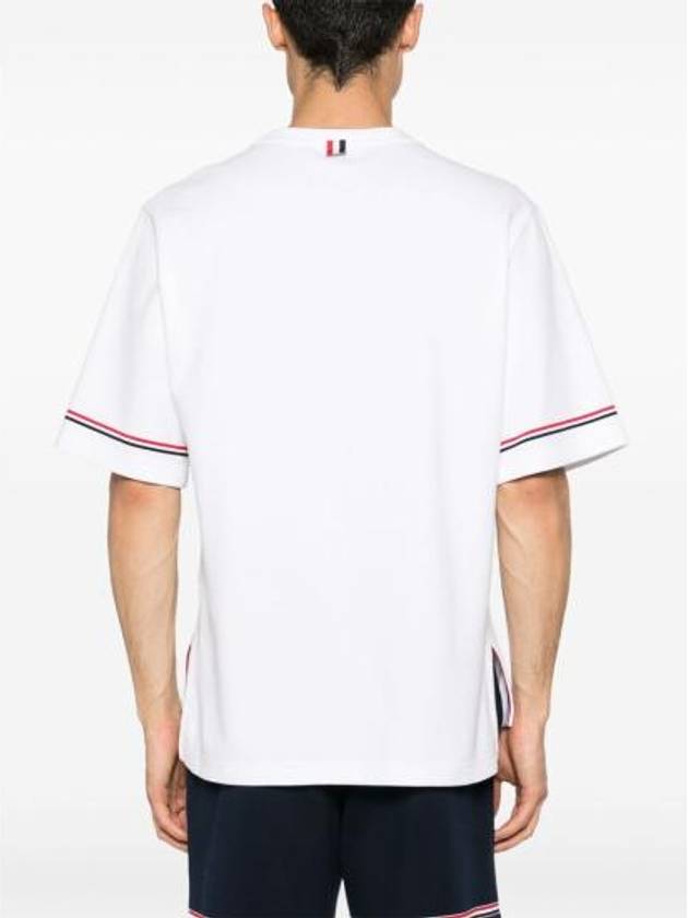 Cotton Rugby Short Sleeve T-Shirt White - THOM BROWNE - BALAAN 3