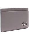 V Logo Calf Leather Card Wallet Grey - VALENTINO - BALAAN 4