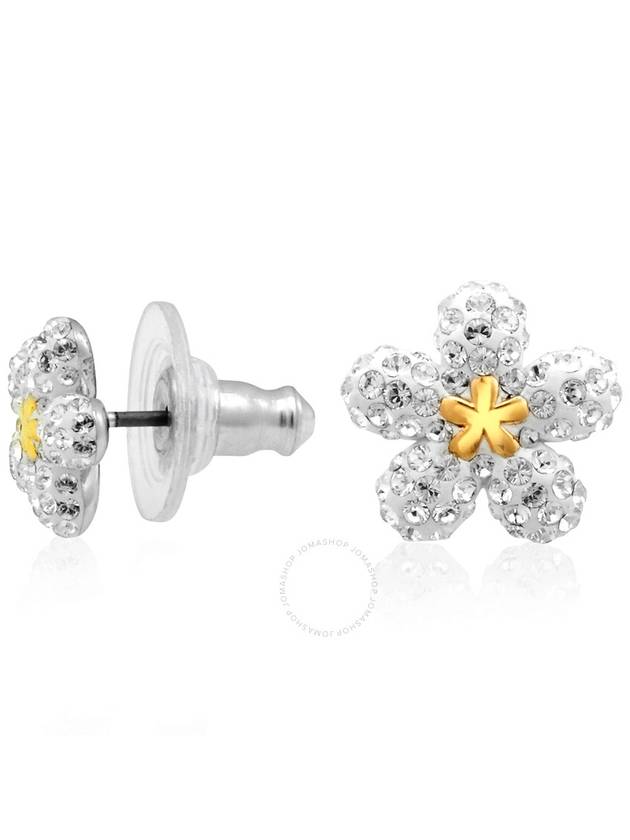 Woman's Flower Earrings Silver - SWAROVSKI - BALAAN 3