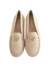 Triangle Logo Suede Driving Shoes Beige - PRADA - BALAAN 2