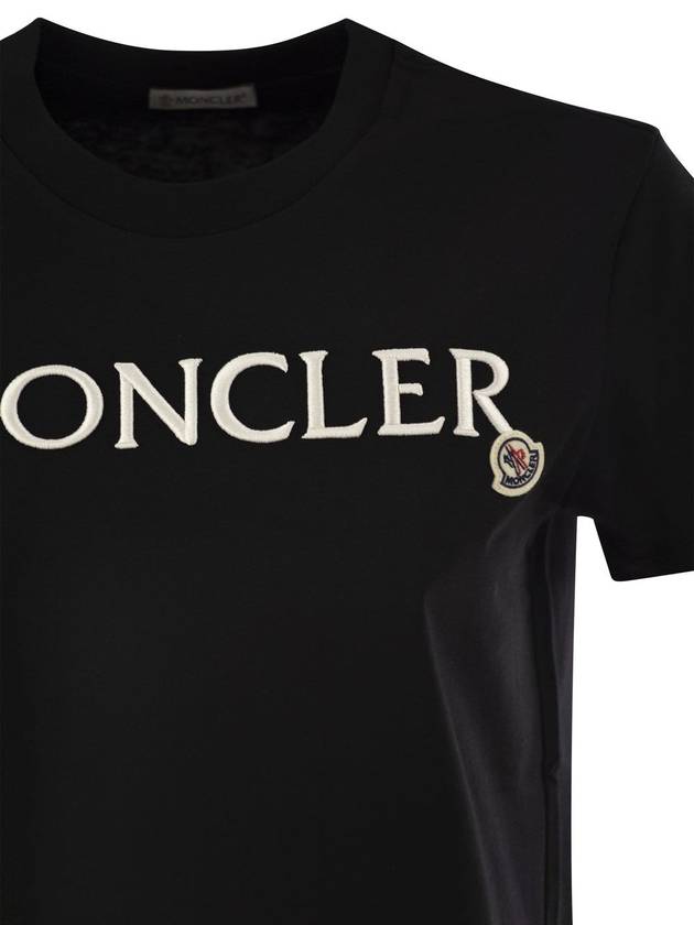 Women's Embroidered Logo Short Sleeve T-Shirt Black - MONCLER - BALAAN 5