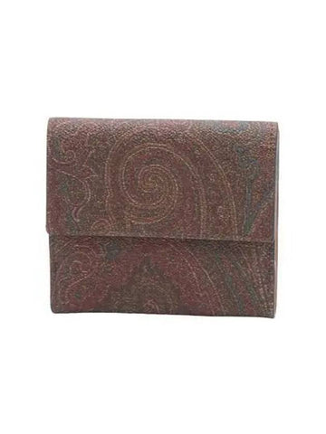 Etro Women s Paisley 3 tier Coin Ring Wallet Brown 0N925 8210 - ETRO - BALAAN 1