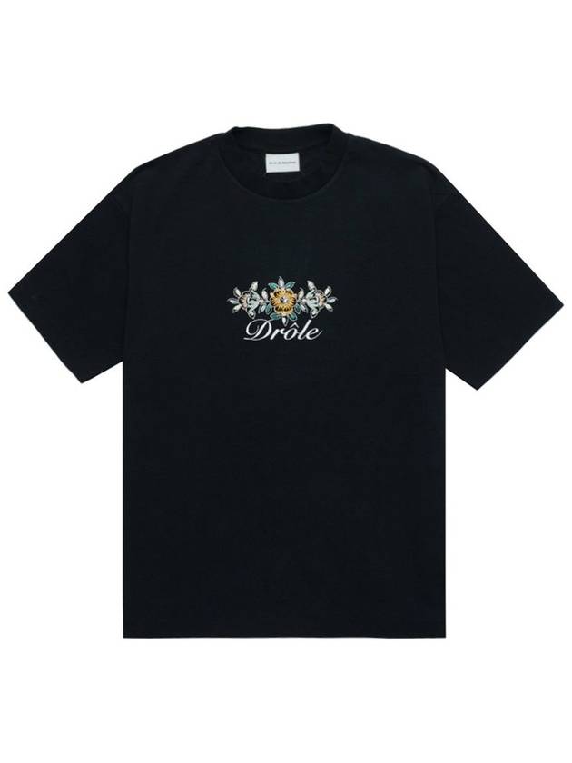 Monsieur DROLE FLEURI short sleeve t shirt TS148 CO001 BL - DROLE DE MONSIEUR - BALAAN 1