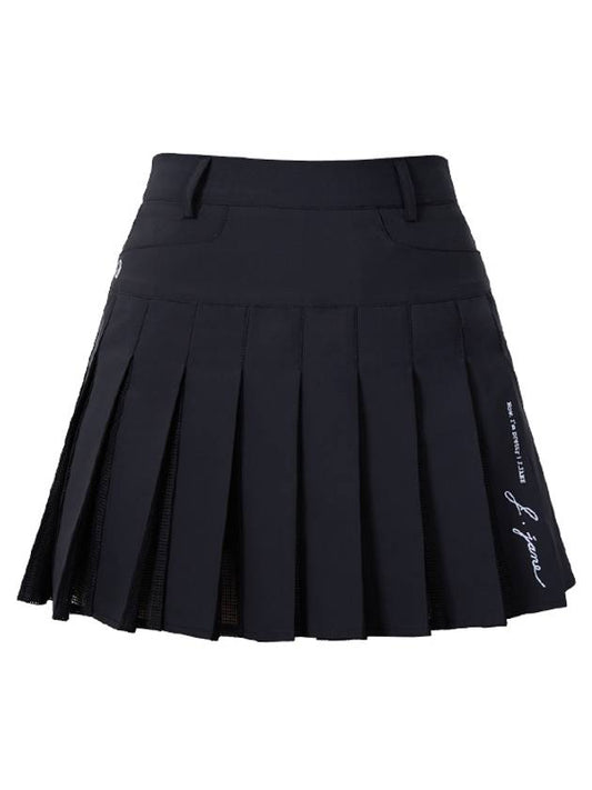 Golf Wear Mesh Color Match Tennis Skirt Mesh Point Tennis Skirt Black - J JANE - BALAAN 2