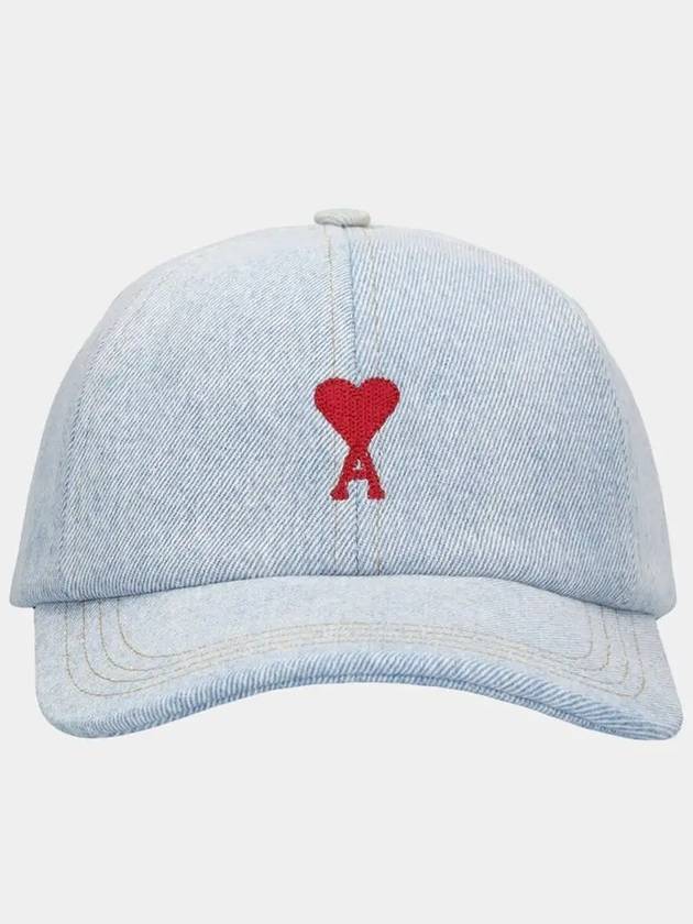 Embroidered Logo Denim Ball Cap Light Blue - AMI - BALAAN 3