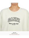 Logo Print Cotton Sweatshirt Beige - GANNI - BALAAN 6