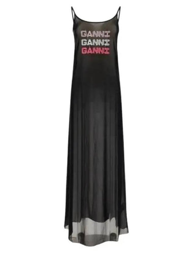 Mesh slip long dress T3331 099 - GANNI - BALAAN 1