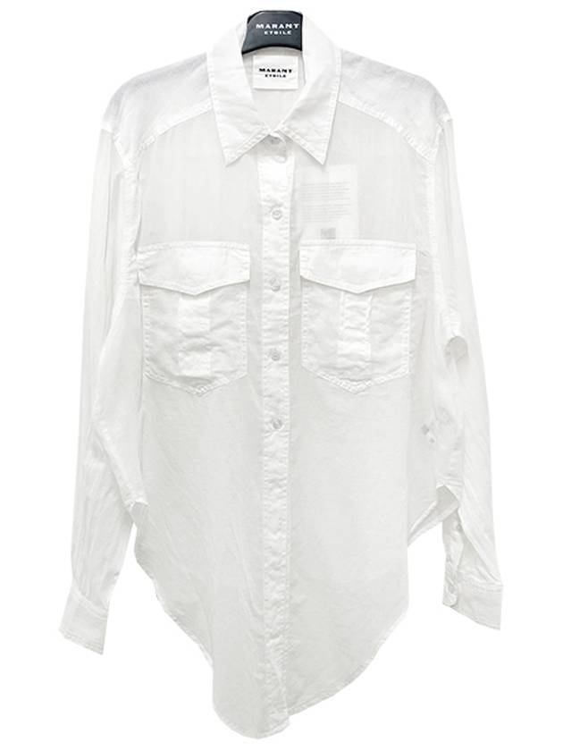 Women's Curved Hem Long Sleeve Shirts White - ISABEL MARANT ETOILE - BALAAN 3