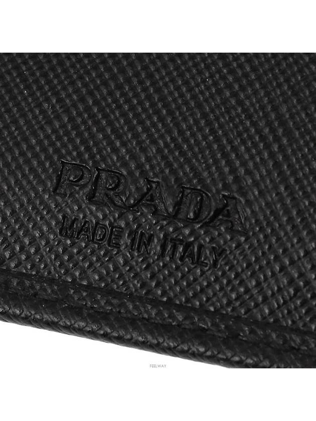 Triangle Logo Saffiano Half Wallet Black - PRADA - BALAAN 4