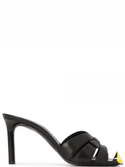 Tribute Leather Sandal Heels Black - SAINT LAURENT - BALAAN 2