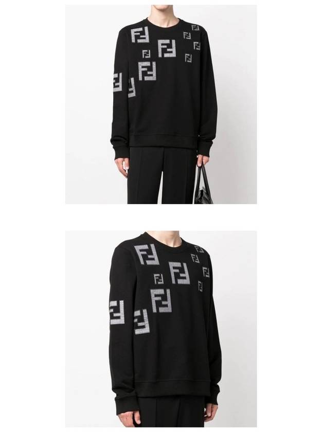 Men's FF Logo Jersey Sweatshirt Black - FENDI - BALAAN 6