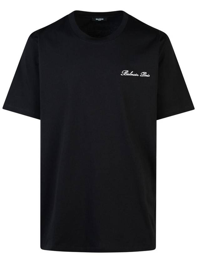 Balmain 'Signature' Black Cotton T-Shirt - BALMAIN - BALAAN 1