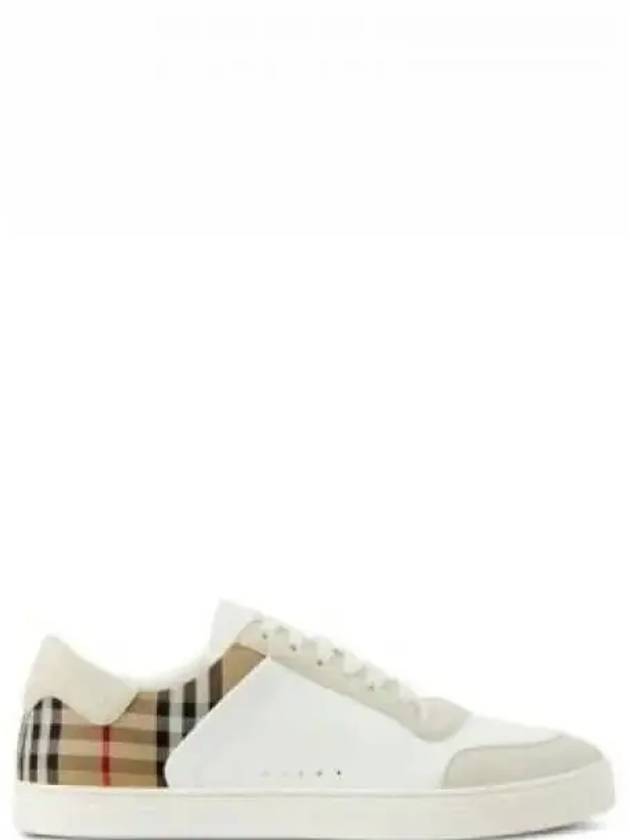 Check Leather Suede Sneakers Natural White Archive Beige - BURBERRY - BALAAN 2