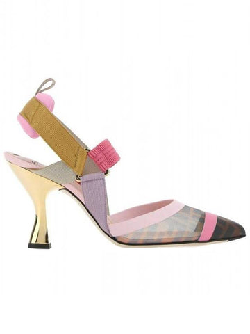 Colibri Mesh Slingback Heel Pink - FENDI - BALAAN 1