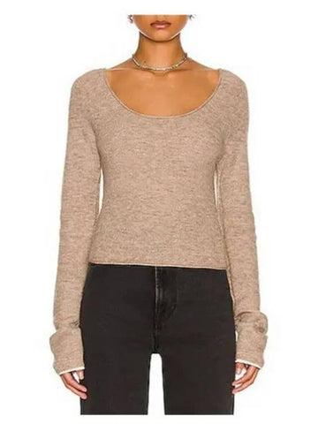 Women s Scoop Neck Ribbed Knit Beige A60346 - ACNE STUDIOS - BALAAN 1