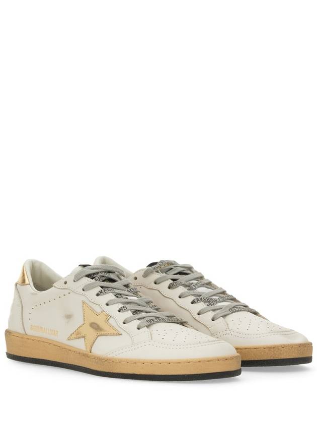 Women's Ballstar Leather Upper Laminate Star Heel Tab Low Top Sneakers Milk Gold - GOLDEN GOOSE - BALAAN 5