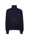 Heart Logo Wool Turtleneck Navy - AMI - BALAAN 2