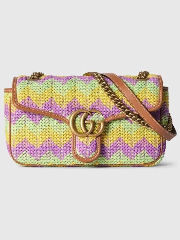 GG Marmont Small Shoulder Bag Multicolor Straw Effect Raffia 443497FAC468654 - GUCCI - BALAAN 2