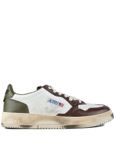 Autry Sneakers Medalist Low Super Vintage In White Leather Green And Brown - AUTRY - BALAAN 1