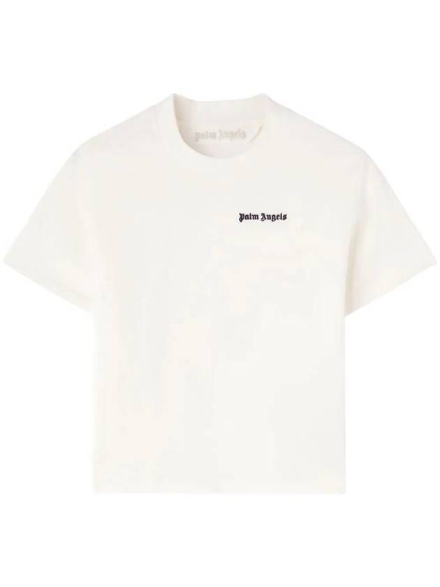 logo embroidered cotton T shirt PWAA044S24JER0010310 - PALM ANGELS - BALAAN 1