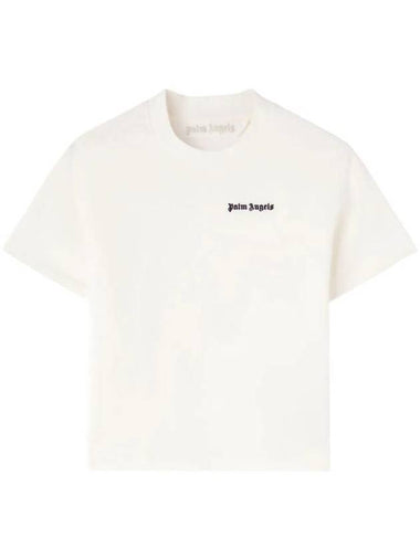 logo embroidered cotton T shirt PWAA044S24JER0010310 - PALM ANGELS - BALAAN 1