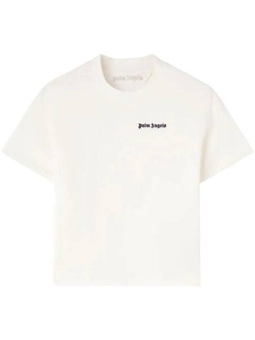 logo embroidered cotton T shirt PWAA044S24JER0010310 - PALM ANGELS - BALAAN 1