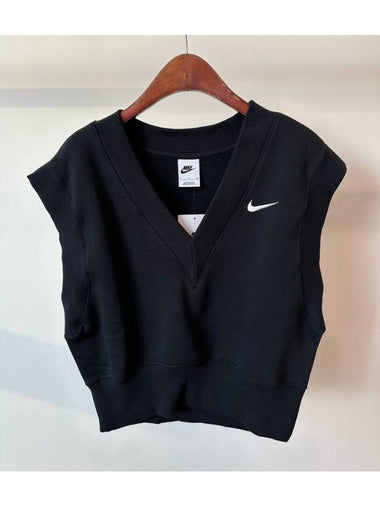 V neck fleece vest FV6317 010 black WOMENS S Asian fit - NIKE - BALAAN 1