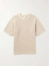 Crochet Cotton Short Sleeve T-Shirt Ivory - BOTTEGA VENETA - BALAAN 2