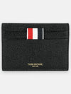 Debossed 4 Bar Pebble Grain Card Wallet Black - THOM BROWNE - BALAAN 3