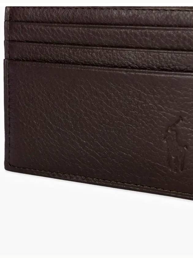 Debossed Leather Card Wallet Brown - POLO RALPH LAUREN - BALAAN 4