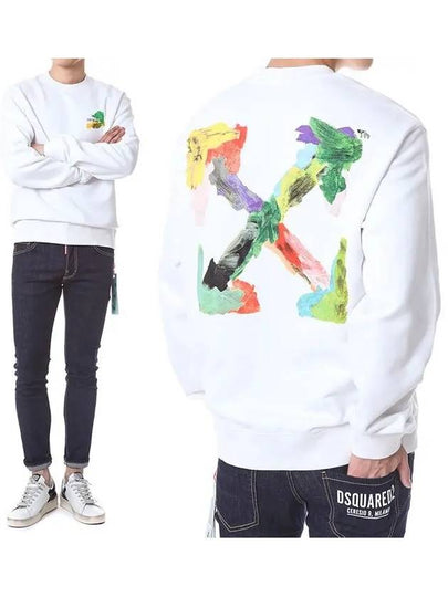 Men's Brush Arrow Slim Crew Neck Sweatshirt White - OFF WHITE - BALAAN 2