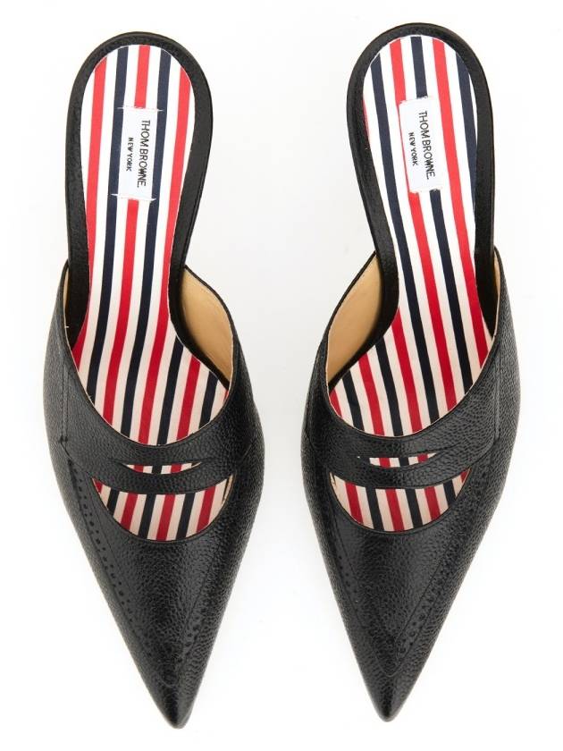 Pebble Grain Cutout Penny Heels Mule Black - THOM BROWNE - BALAAN 5