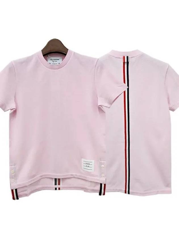 Center Back Stripe Classic Cotton Pique Relaxed Fit Short Sleeve T-Shirt Pink - THOM BROWNE - BALAAN 2