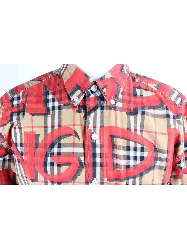 Graffiti Check Shirt M - BURBERRY - BALAAN 6