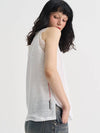 Lace Pure Linen Sleeveless T shirt White - SORRY TOO MUCH LOVE - BALAAN 4