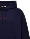 Logo Print Drawstring Hoodie Blue - MARNI - BALAAN 4