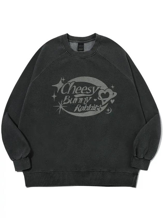 Cheese Bunny Raglan Pigment Sweatshirt Smoke Black - CPGN STUDIO - BALAAN 1