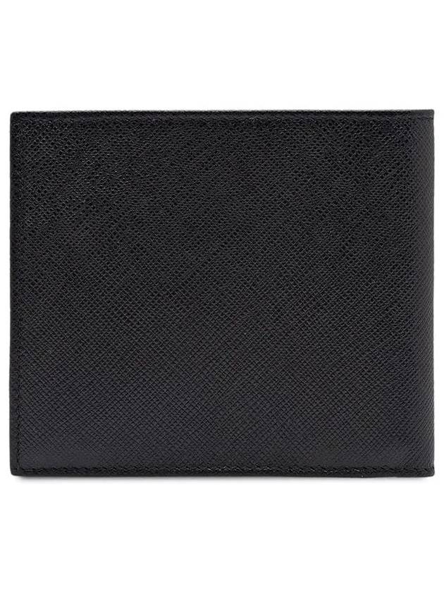 Saffiano Coin Pocket Triagle Logo Leather Wallet Black - PRADA - BALAAN 3