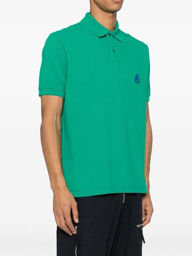 Afko Logo Cotton Polo Shirt Green - ISABEL MARANT - BALAAN 4