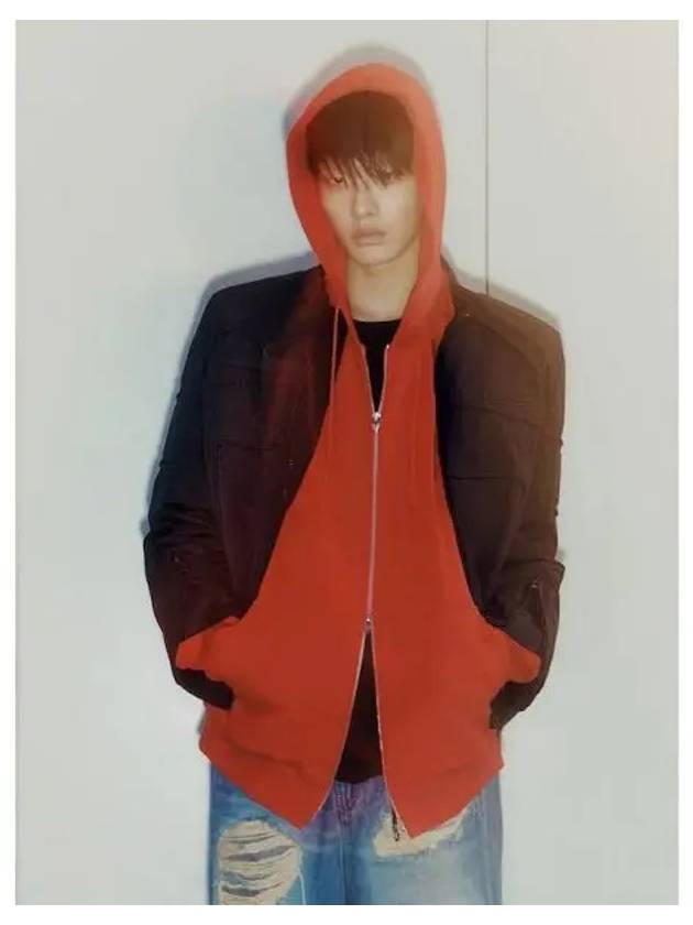 Cotton loose fit hood zip up red domestic product - JUUN.J - BALAAN 1