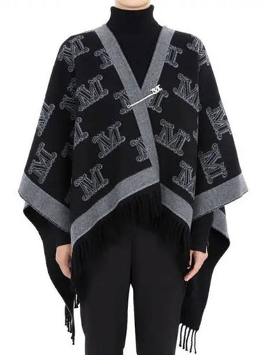 Women s Logo Pattern Wool Cape Shawl Black 2424736091 008 270977 1102053 - MAX MARA - BALAAN 1