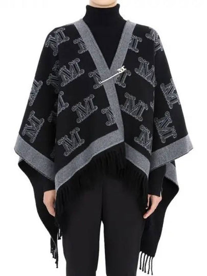 Women s Logo Pattern Wool Cape Shawl Black 2424736091 008 271295 1102053 - MAX MARA - BALAAN 1