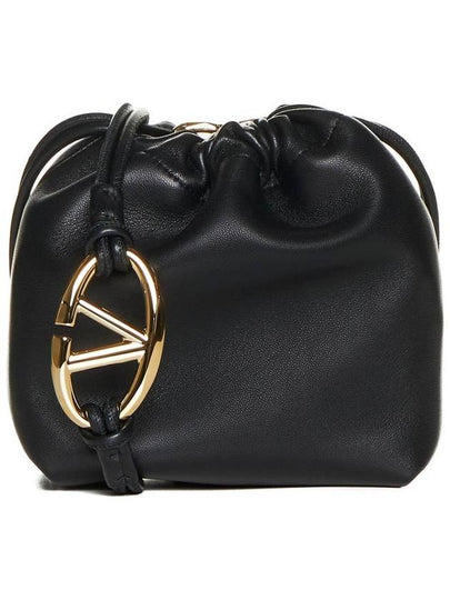 V Logo Pouf Drawstring Small Bucket Bag Black - VALENTINO - BALAAN 2