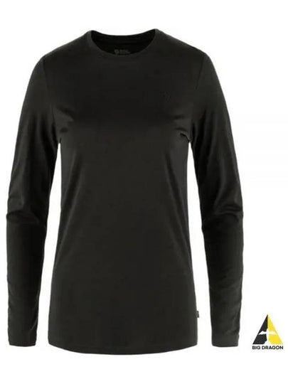 Women's Abisko Wool Long Sleeve T-Shirt Black - FJALL RAVEN - BALAAN 2